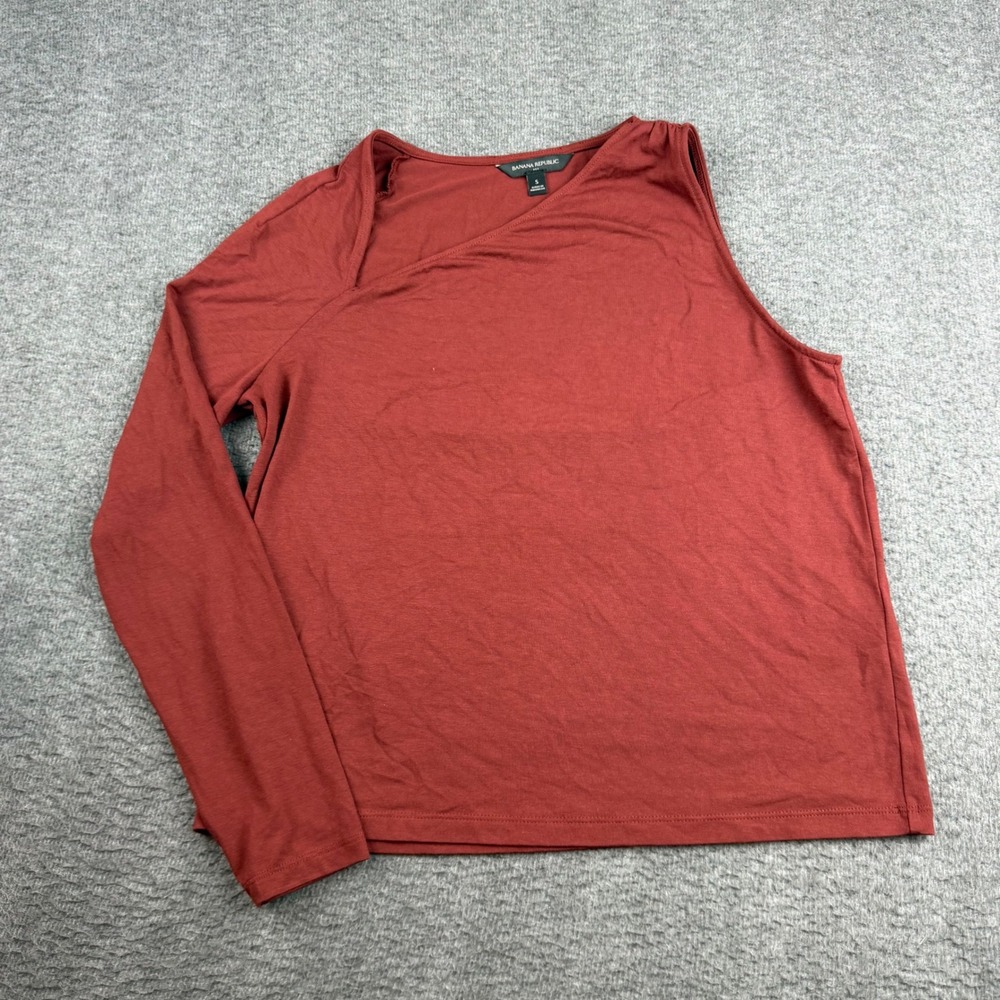 Banana Republic Asymmetric Top Women's Small Rust Red One Shoulder Cold Shoulder